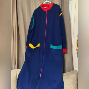VTG Appel Colorful Vintage Zippered Robe/Loungewear/Gown Pajamas WMS MED 49” L